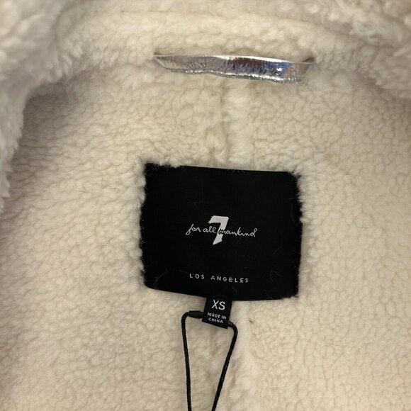 7 For All Mankind Women's Coat Size XS Metallic Silver Jacket Faux Fur NWT - Picture 3 of 16
